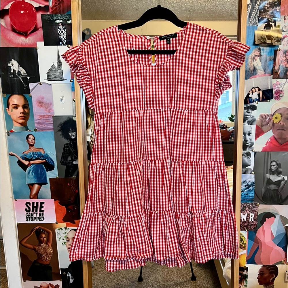 Red Gingham Ruffle Dress